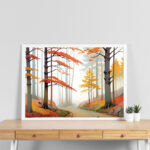 طريق الغابة الهادئة – Serene Misty Forest Trail Art Print