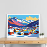 القرية الجبلية الملونة – Colorful Alpine Village Art Print