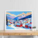 قرية الثلوج الزاهية – Vibrant Snow Village Art Print