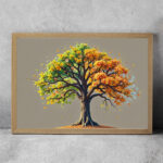 شجرة التوازن الموسمي – Seasonal Harmony Tree Digital Art