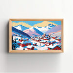 القرية الجبلية الشتوية – Winter Mountain Village Art Print
