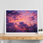 غروب بنفسجي عميق – Deep Violet Sunset Digital Art