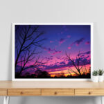 سماء الغروب الأرجواني – Purple Sunset Glow Digital Art