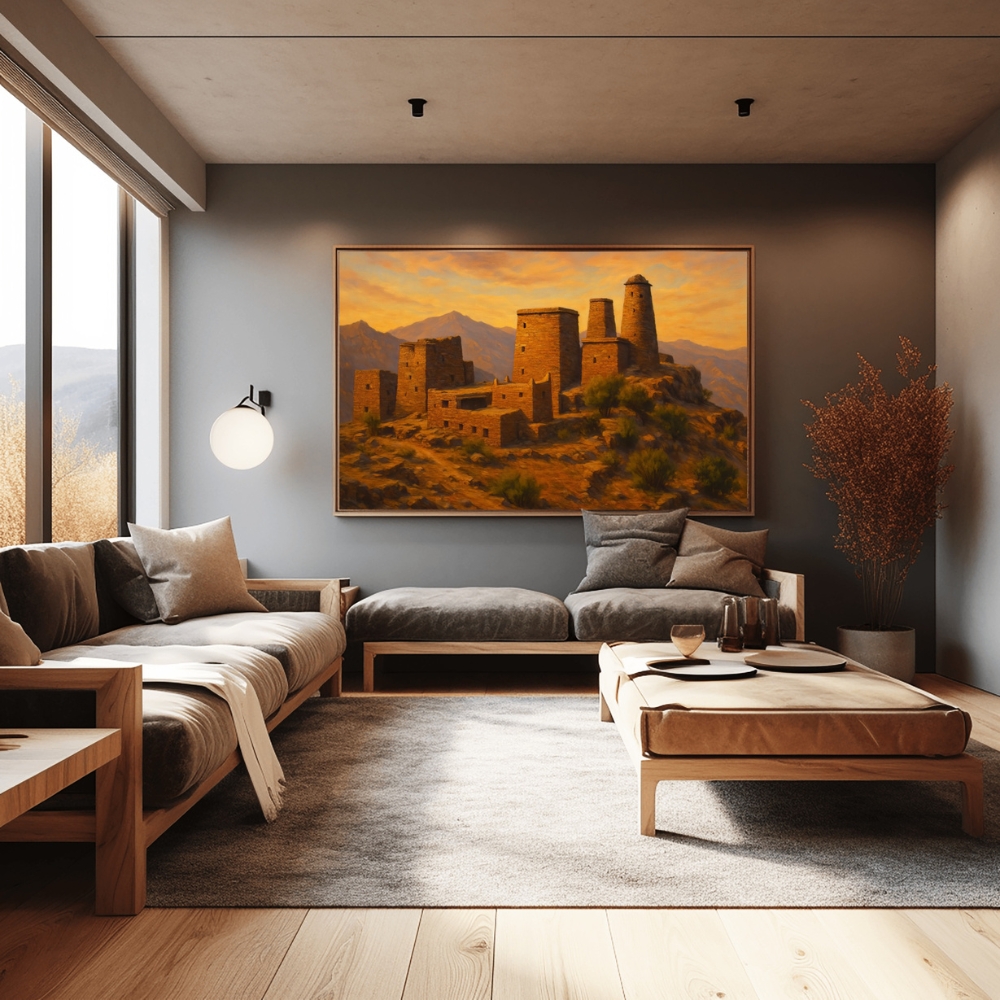 KSA 161-2025 قرية العنقة التاريخية – أبراج جيزان الحجرية عند الغروب | Al-Anqah Historic Village, Jazan - الصورة 1