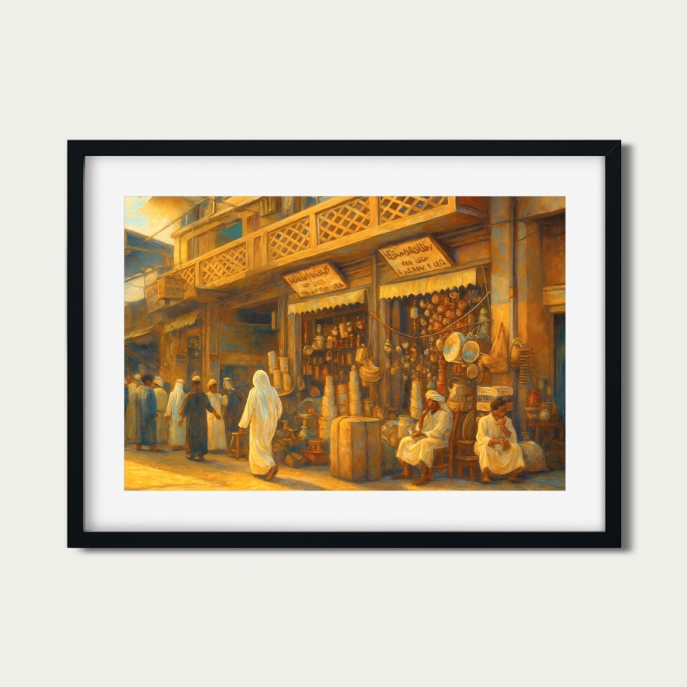 KWT 102-2025 أسواق الكويت القديمة – روح التجارة والحِرفة | Old Kuwait Market Scene - الصورة 1