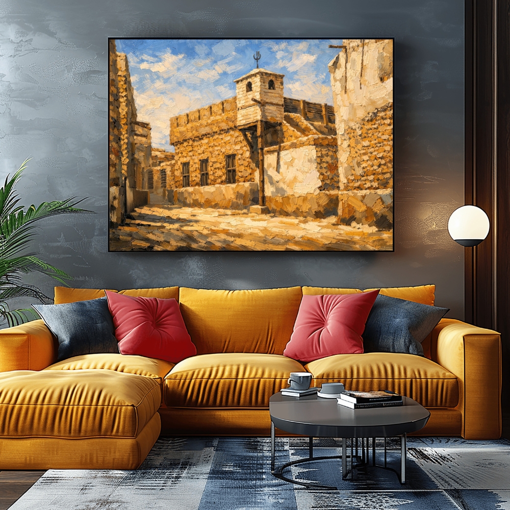 KWT 4-2025 فريج كويتي قديم – Old Kuwaiti Neighborhood Alley | الفن الرقمي للعمارة التراثية. - Image 1