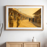 سوق الكويت القديم – مشهد من الحياة اليومية والحراسة التقليدية | Old Kuwait Market – Traditional Street Life & Historic Security Presence