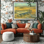 مطار دبي 1965 من الأعلى – Dubai Airport 1965 Aerial Heritage Art Vintage Aviation | Digital Restoration Wall Art