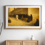 عند بوابة قصر الحصن القديمة – Entrance of Qasr Al Hosn in Old Abu Dhabi Historic Emirati Scene | Digital Restoration Wall Art