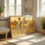 قوافل العبور في دبي القديمة – Old Dubai Caravan Passage Emirati Desert Heritage | Digital Restoration Art