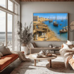 حياة الساحل في دبي القديمة – Old Dubai Coastal Life Emirati Maritime Heritage | Digital Restoration Art