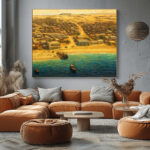 أبوظبي بين البحر والرمل – Abu Dhabi at Mid-Century Shores Emirati Coastal Heritage | Digital Restoration Art