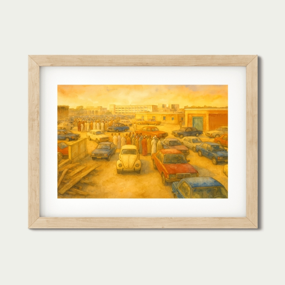 UAE 72-2025 سوق السيارات المستعملة في الزعفرانية – Abu Dhabi Used Car Market Al Zafaraniya Vintage Car Souq | Digital Restoration Art - Image 1