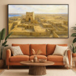 أطلال الدوحة الأولى على الساحل الذهبي – Early Coastal Doha Legacy | Qatar Heritage Digital Art Print