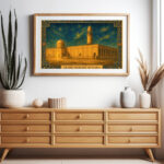 منارة الزمن المذهّبة – The Gilded Minaret of Historic Doha | Framed Heritage Digital Art