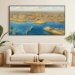 صورة بانورامية لقلب الدوحة في الستينات – ذاكرة البحر وبدايات المدينة الحديثة | Panoramic Heart of 1960s Doha – Coastal Urban Transformation Legacy