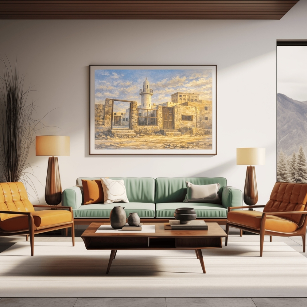 BHR 3-2025 روح المنامة القديمة – مسجد مؤمن بين الأزقة – Old Manama Soul: Moamen Mosque Heritage Scene | Bahrain Islamic Architecture Art - الصورة 1