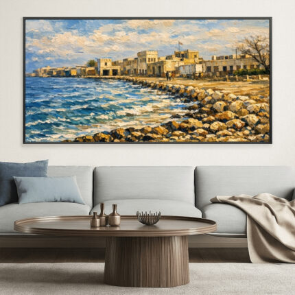 ضفاف الحورة المضيئة – Radiant Al Hoora Shoreline Legacy | Bahrain Coastal Heritage Digital Painting
