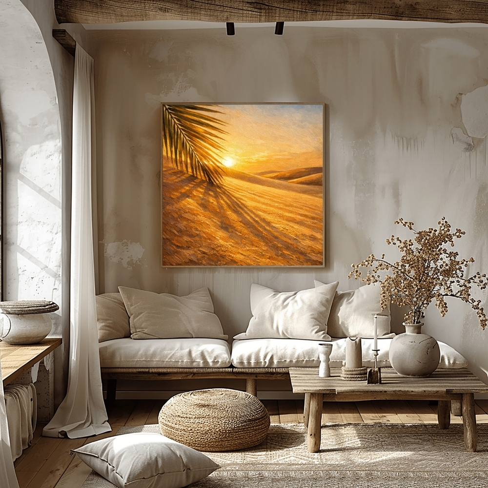 GCC 17-2025 ظلال النخيل عند الغروب الذهبي – Palm Shadows in Golden Desert Sunset - الصورة 1