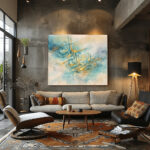 صفاء الحرف الذهبي في ضباب الأزرق – Golden Calligraphy Serenity in Blue Mist