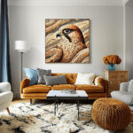تحليق الصقر فوق الموجات الحجرية – Falcon Flight Over Stone Waves Mosaic