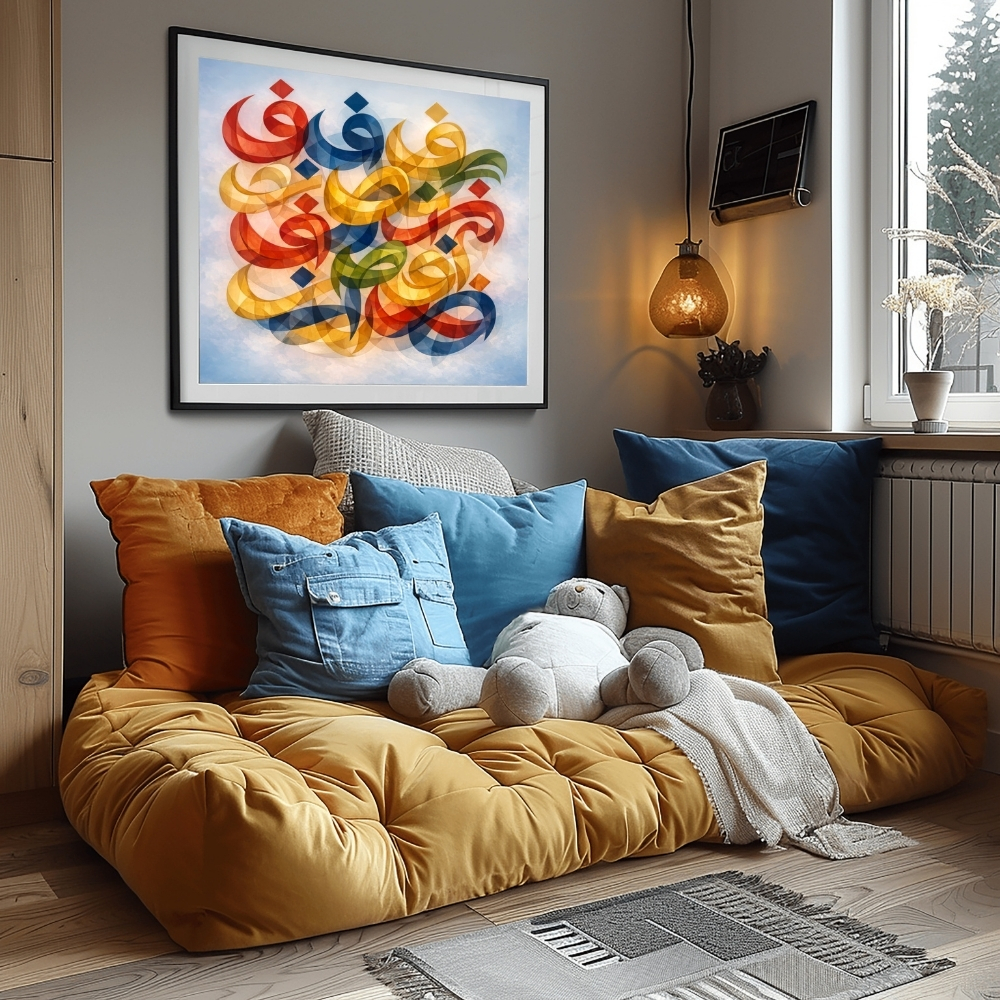 GCC 207-2025 إيقاع الألوان الشفافة في الحرف العربي – Translucent Color Rhythm in Arabic Calligraphy - Image 1