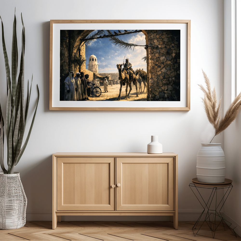 KSA 133-2025 بوابة الهفوف التاريخية – Al-Hofuf Gate | Saudi Heritage & Desert Life Digital Art - الصورة 1