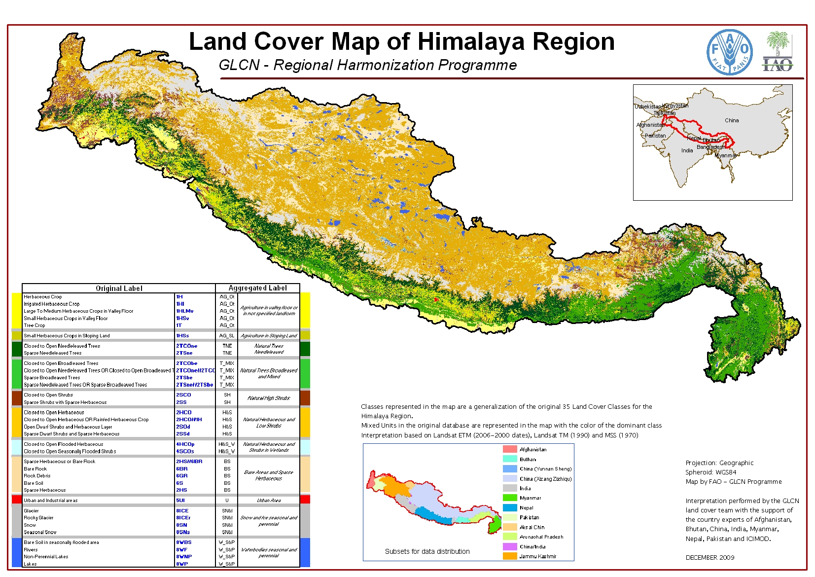 himalayan mountains on map