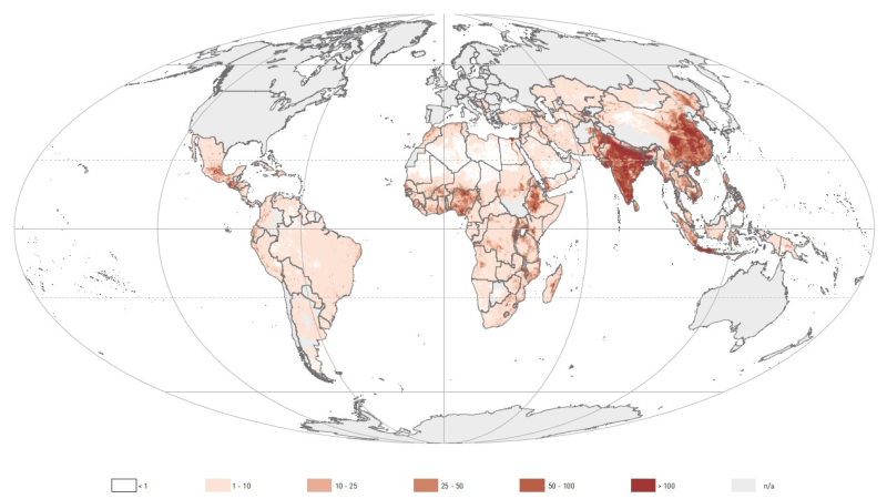 Distribution of poor population in developing countries, based on ...