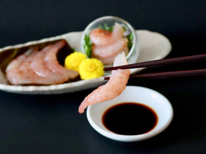 【お刺身昆布締め３種】甘エビ・ヒラメ・カジキ