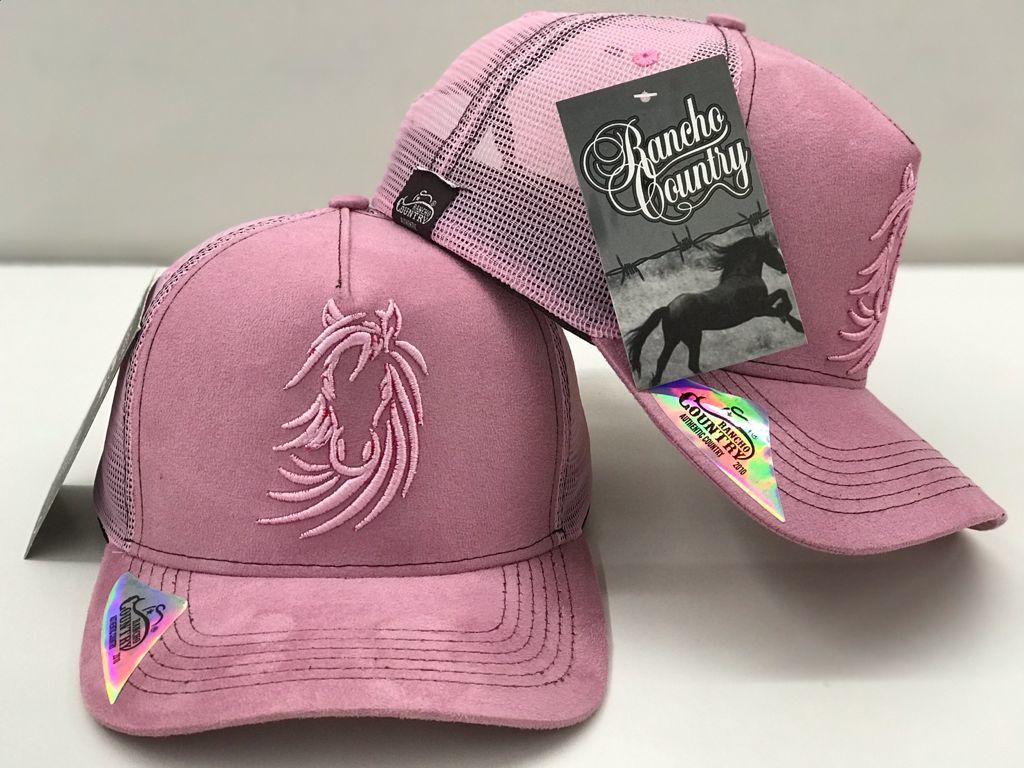 BONÉ TRUCKER ROSA CAVALO RANCHO COUNTRY