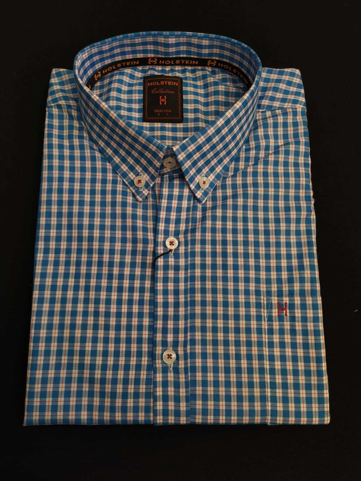 Camisa Xadrez Masculina Manga Curta Holstein