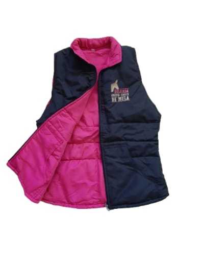 Colete Delicada Feito Coice de Mula Dupla Face Preto e Rosa Pink Alpha Vest