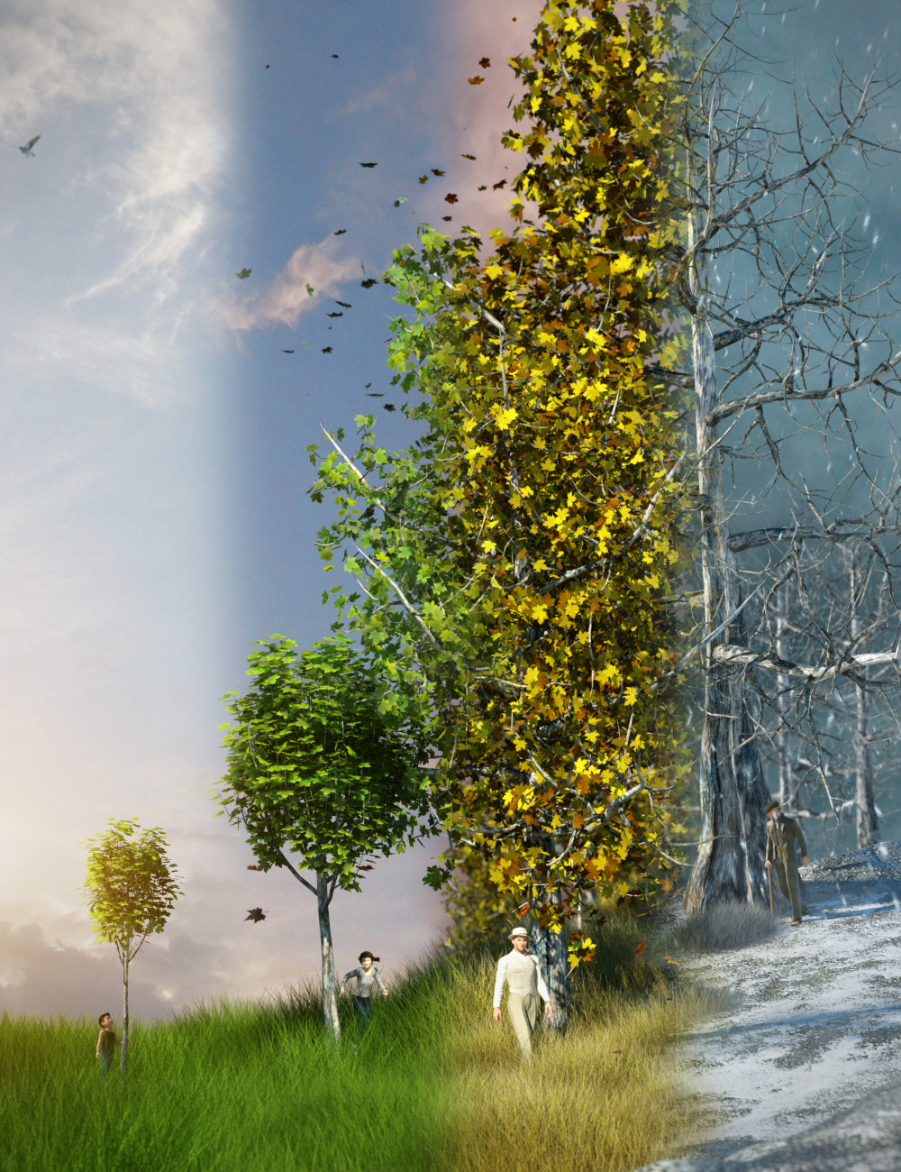 Maple Tree Pack 1 by: , 3D Models by Daz 3D