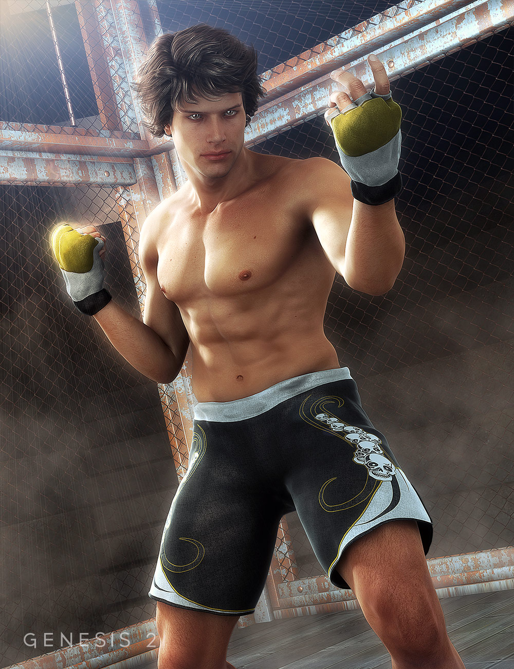 MMA Shorts and Gloves for Genesis 2 Male(s) by: Barbara BrundonSarsa, 3D Models by Daz 3D