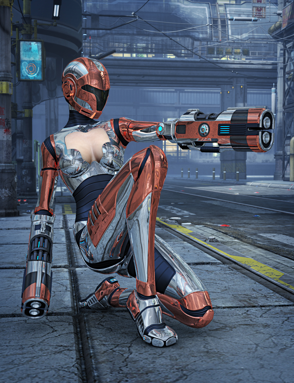Genesis 2 Female Bot Armor Set 2 by: Parris, 3D Models by Daz 3D