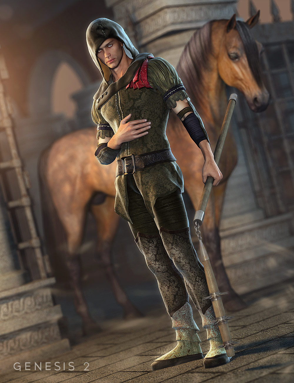 Sherwood Hunter Outfit for Genesis 2 Male(s) by: Barbara BrundonSarsa, 3D Models by Daz 3D