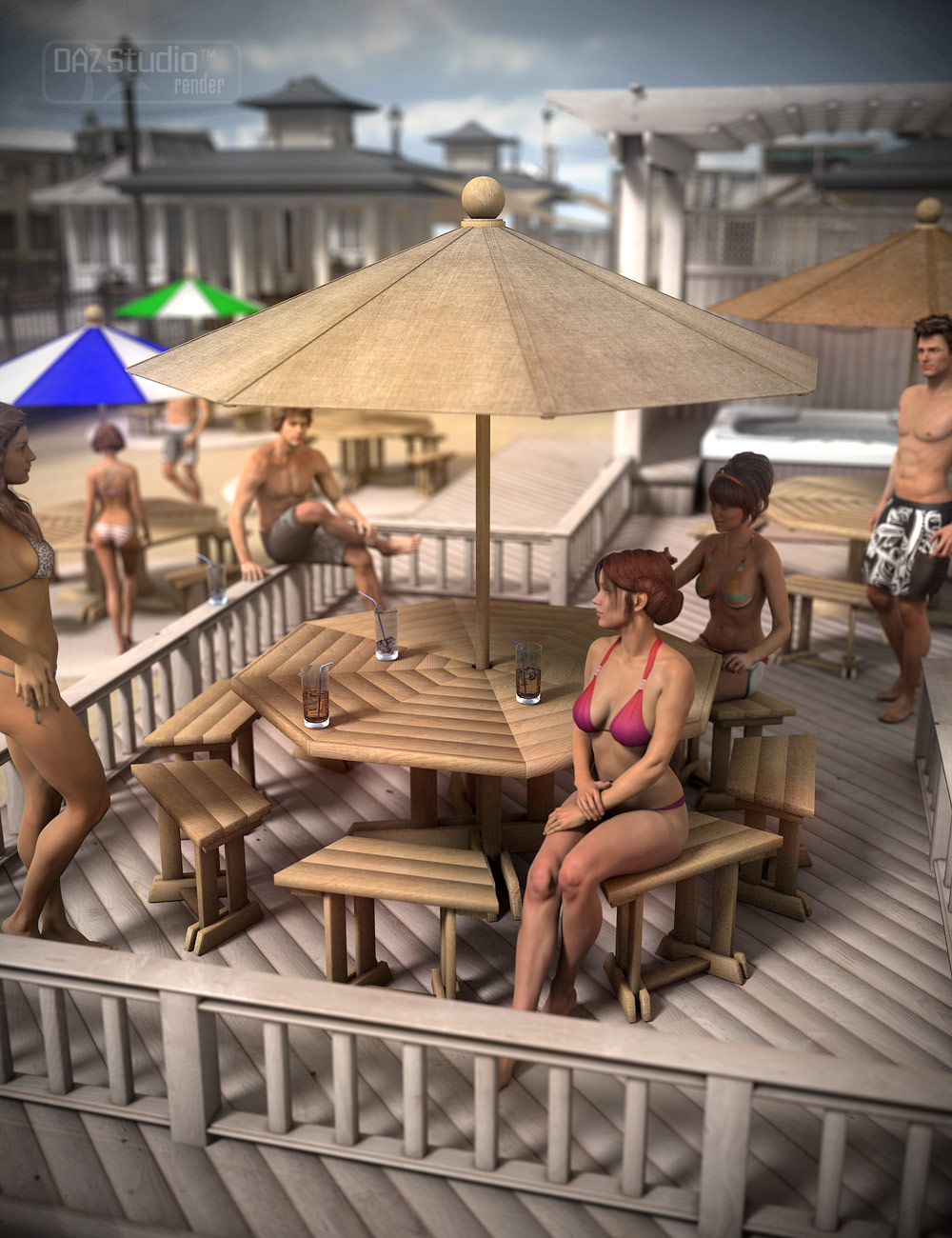 Umbrella Patio Table by: ARTCollab, 3D Models by Daz 3D