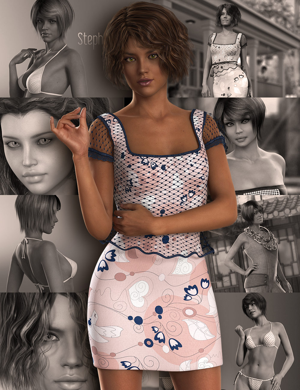 Stephanie 6 Starter Bundle by: , 3D Models by Daz 3D