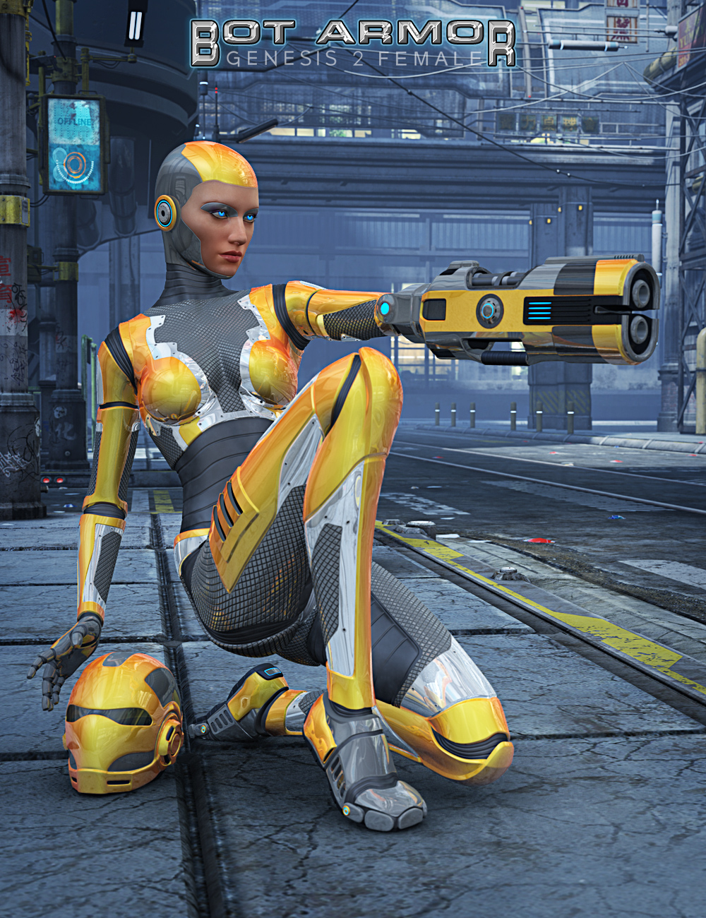 Genesis 2 Female Bot Armor Bundle by: Parris, 3D Models by Daz 3D