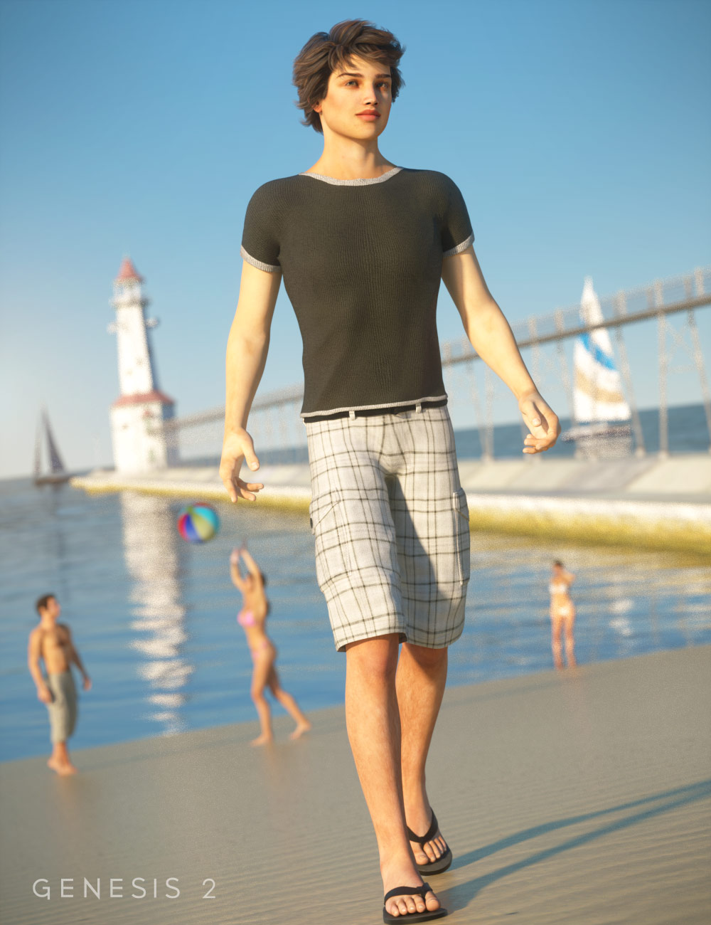 Cargo Shorts and Tee for Genesis 2 Male(s) by: Barbara BrundonSarsa, 3D Models by Daz 3D