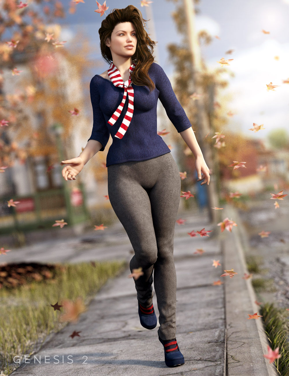 Autumn Afternoon Outfit for Genesis 2 Female(s) by: Barbara BrundonSarsa, 3D Models by Daz 3D