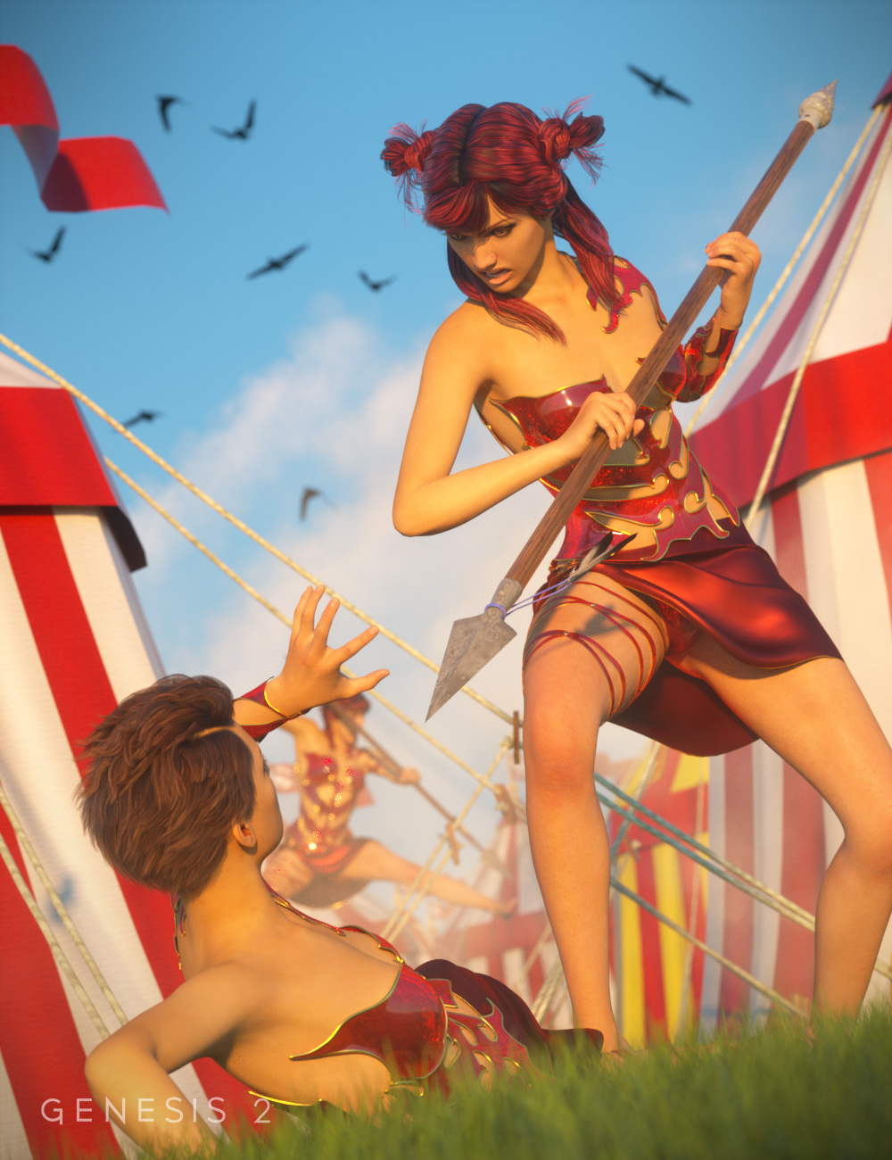 Spear Maiden for Olympia by: FeralFey, 3D Models by Daz 3D