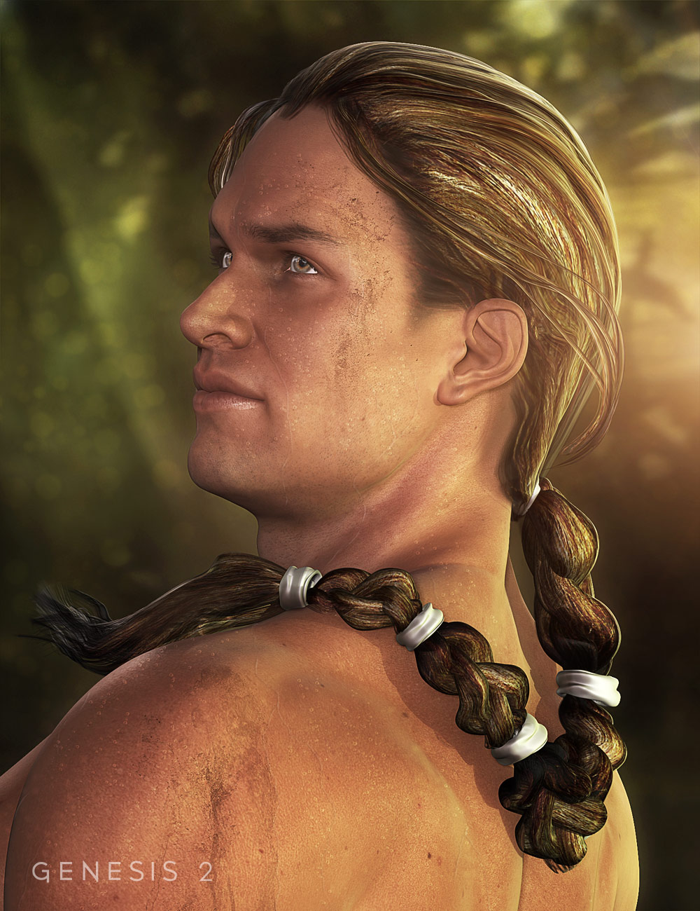 Ancient Combat Hair for Genesis 2 Male(s) by: Neftis3D, 3D Models by Daz 3D