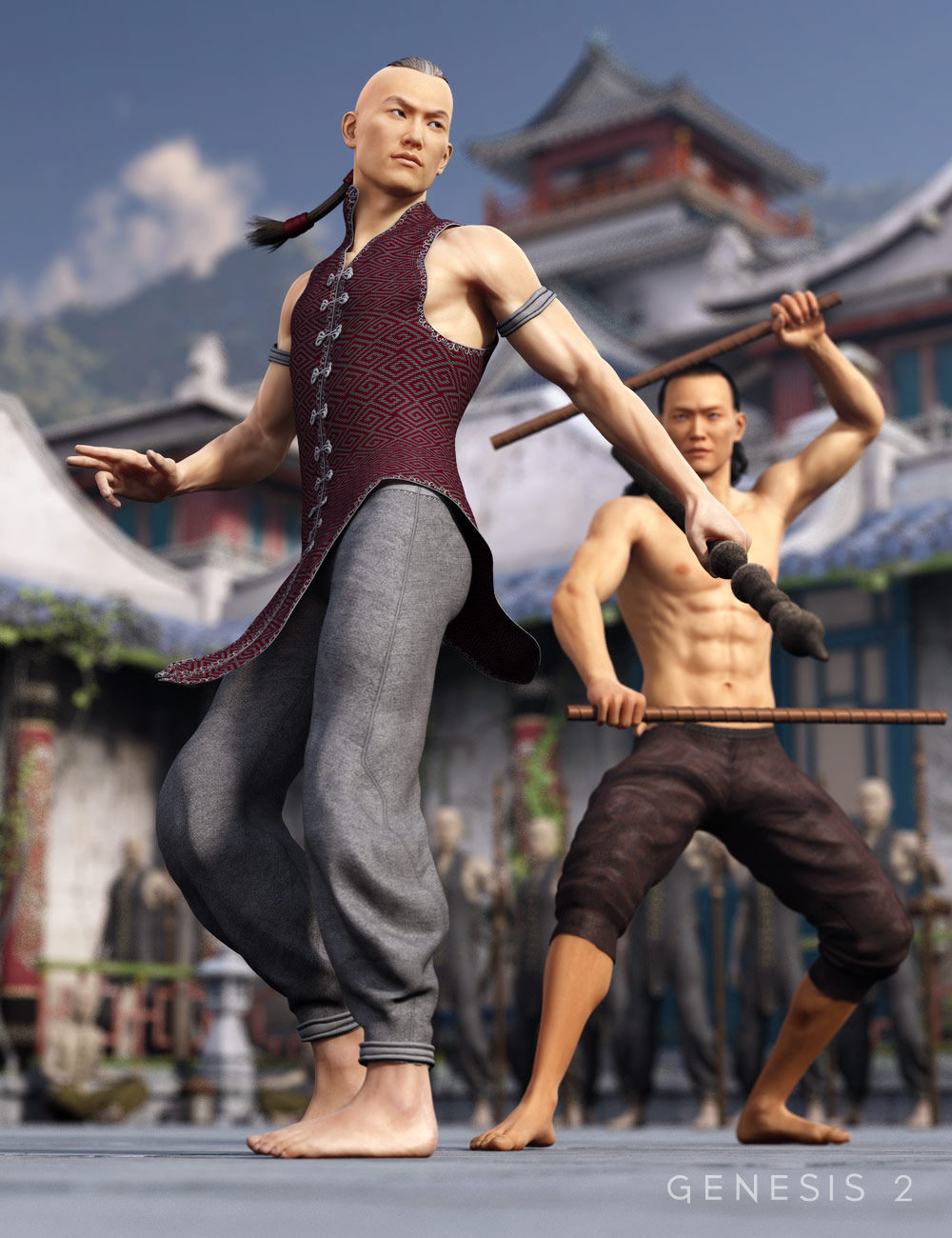 Serpentine Monk Outfit for Genesis 2 Male(s) by: Barbara BrundonSarsa, 3D Models by Daz 3D