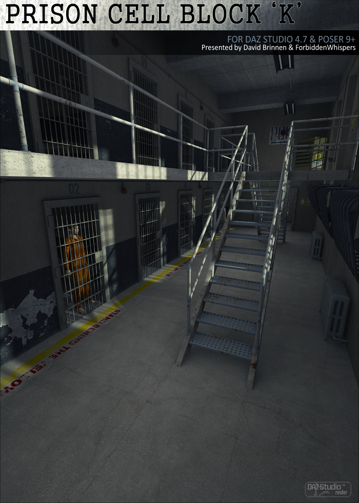 Prison Cell Block 'K' by: ForbiddenWhispersDavid Brinnen, 3D Models by Daz 3D