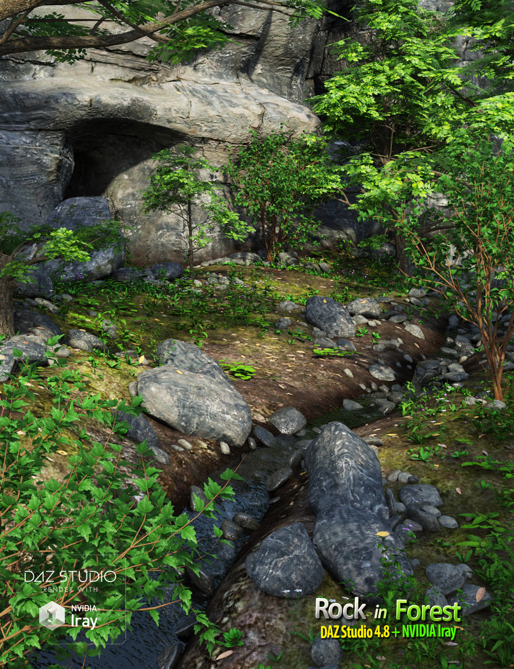 Rock in Forest by: Andrey Pestryakov, 3D Models by Daz 3D