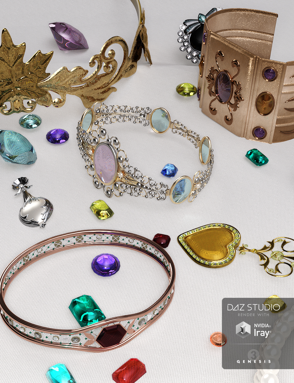 Metal and Gemstones by: JGreenlees, 3D Models by Daz 3D