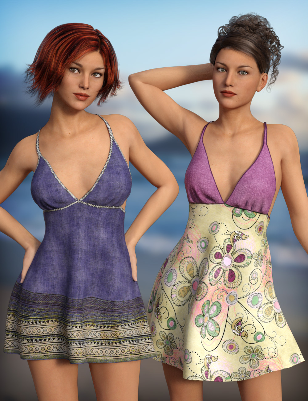 Sun Dress Textures by: esha, 3D Models by Daz 3D