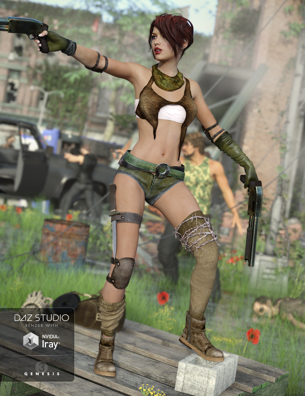 Post Apocalyptic Outfit for Genesis 3 Female(s) by: NikisatezDarkStarBurning, 3D Models by Daz 3D